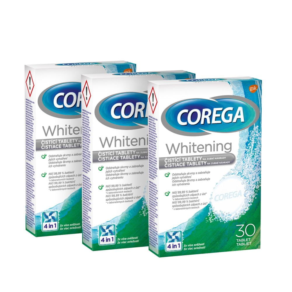 Corega Antibakteriálne čistiace tabletky 3 x 30 ks